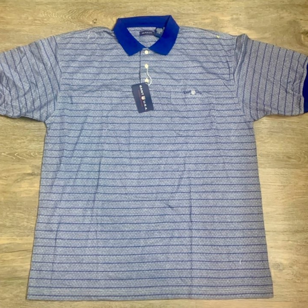 Gant Blue and White Patterned Polo Shirt
